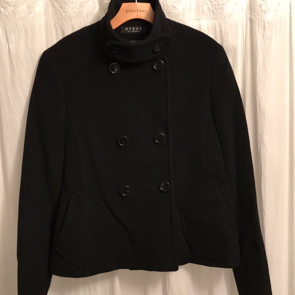 Black Steve by Searle wool pea coat size 10